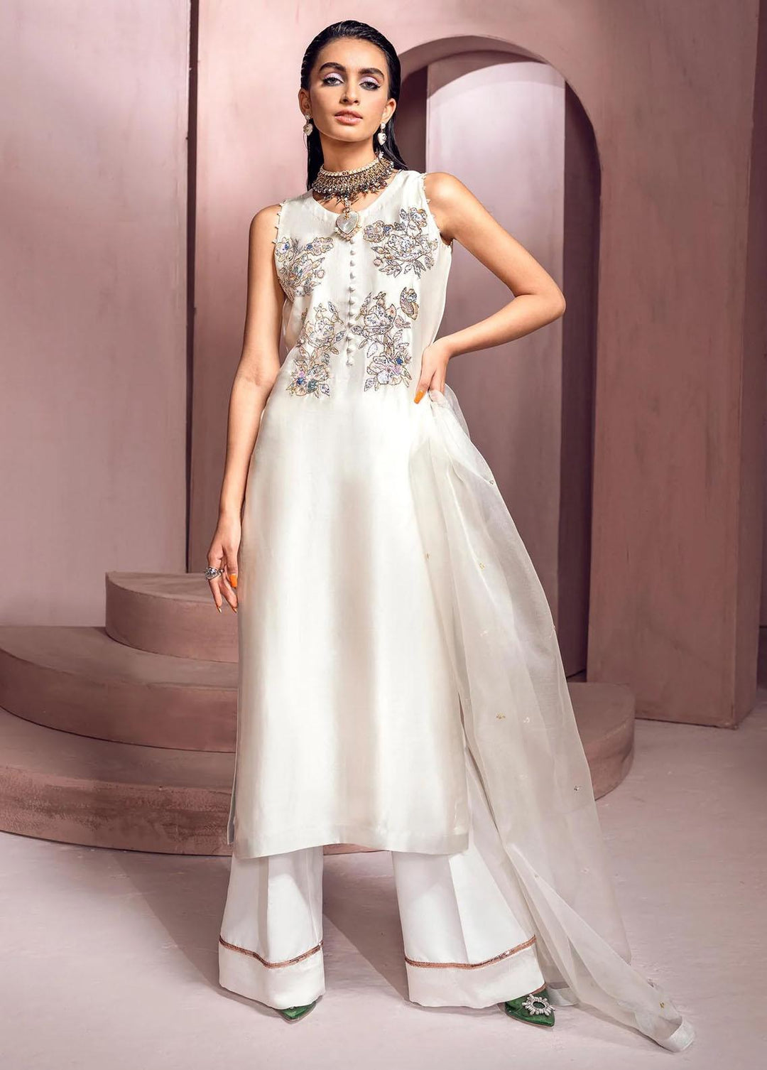 Mahum Asad Pret Embroidered Silk 3 Piece Suit MA23LF Nirvana