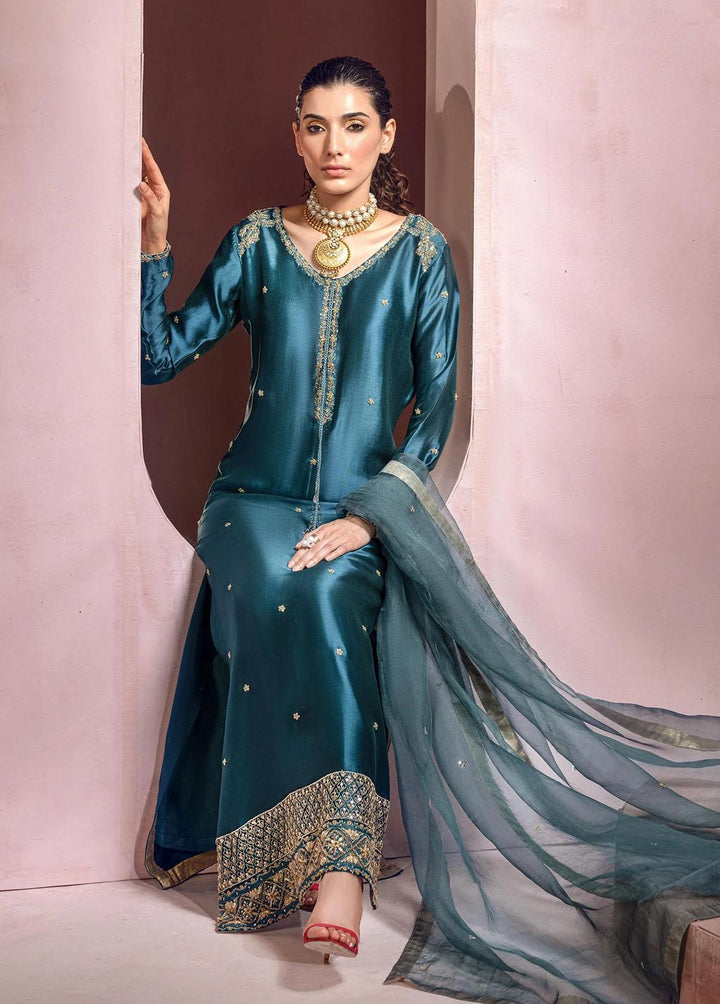 Mahum Asad Pret Embroidered Silk 2 Piece Suit MA23LF Soulstice