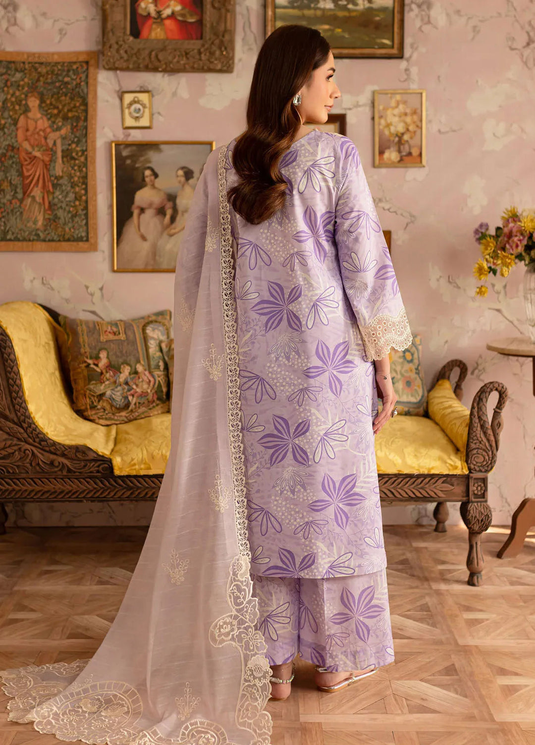 Leila by Mahnur Embroidered Lawn Suits Unstitched 3 Piece MN24LP D-04 Periwinkle - Summer Collection