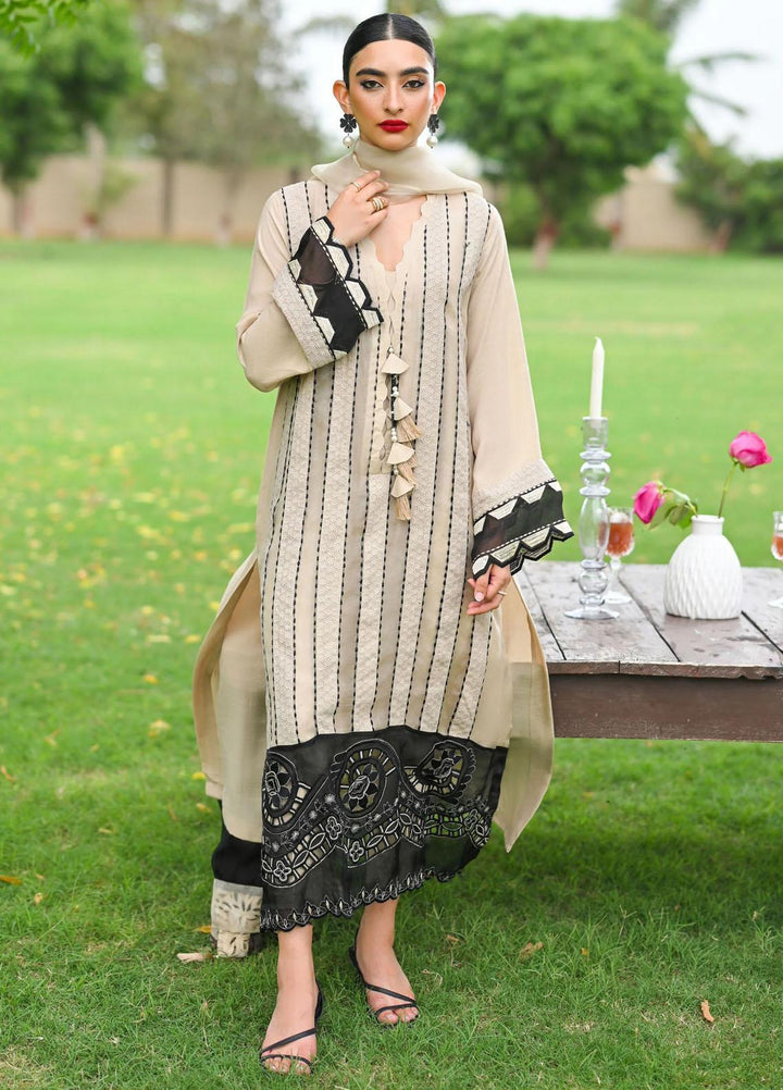 Hue Pret Embroidered Raw Silk 3 Piece Suit Carnation