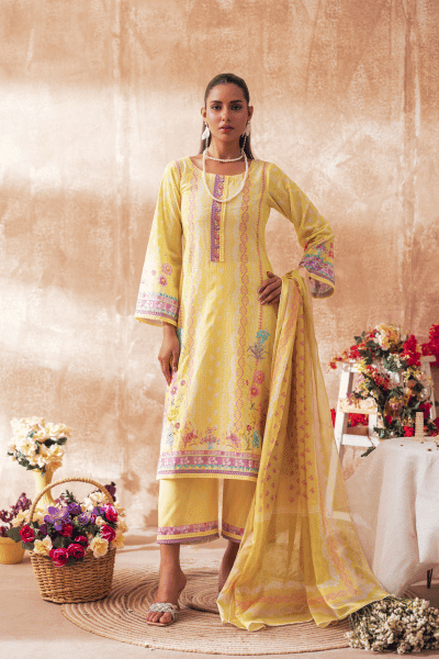 Liyana by Mashra RTW Printed Lawn 3 Piece Suit Lemon Drop Casual Collection