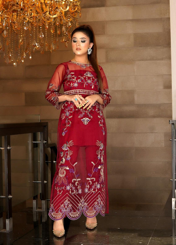 Lenaim Luxury Pret  Organza 3 Piece Dress LN22WL Fuschia