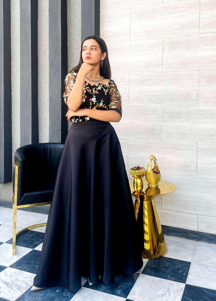 Lenaim Luxury Pret  Raw Silk Skirt LN22WL Black