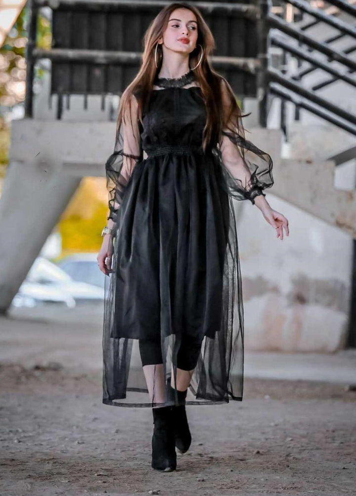 Lenaim Luxury Pret  Net Frock LN22WL Trendy Black-2