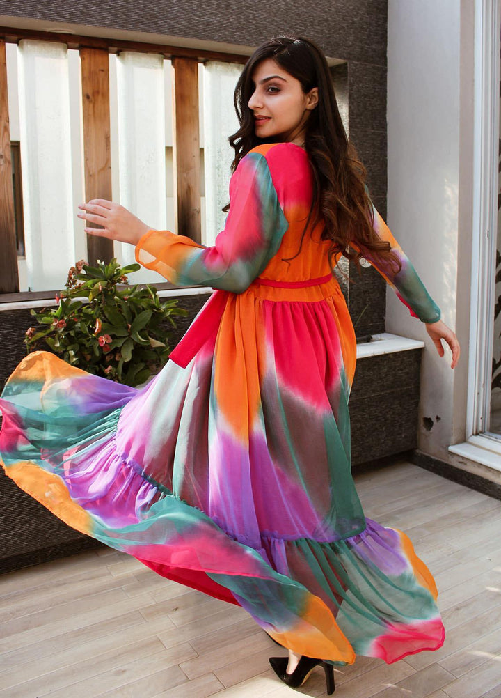 Lenaim Luxury Pret  Chiffon Frock LN22WL Artsy Colorful