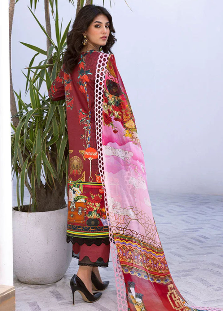 Leya by Roheenaz Embroidered Lawn Suits Unstitched 3 Piece RNZ24L RNZ-06B Papaya Bliss - Spring Summer Collection