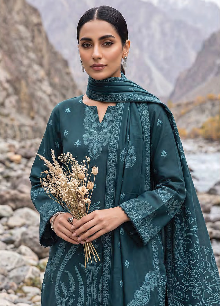 Lakhany Unstitched Printed Pashmina 3 Piece Suit LSM26UP LG-RK-0192-B - Casual Collection
