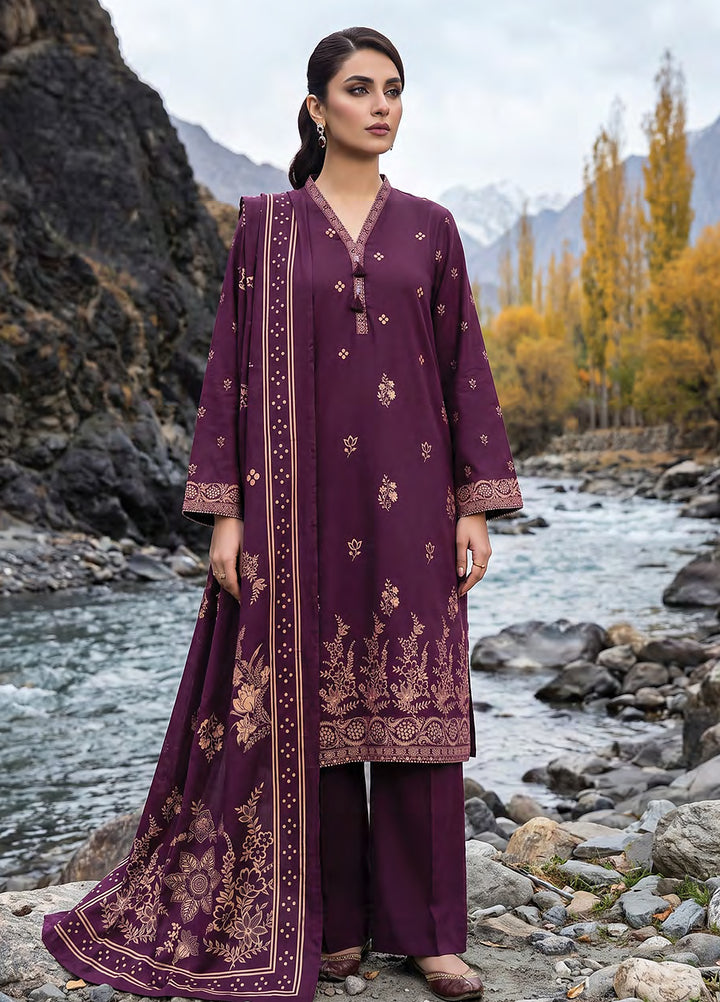 Lakhany Unstitched Printed Pashmina 3 Piece Suit LSM26UP LG-RL-0518-B - Casual Collection