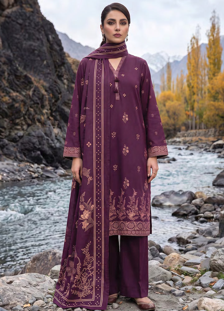 Lakhany Unstitched Printed Pashmina 3 Piece Suit LSM26UP LG-RL-0518-B - Casual Collection