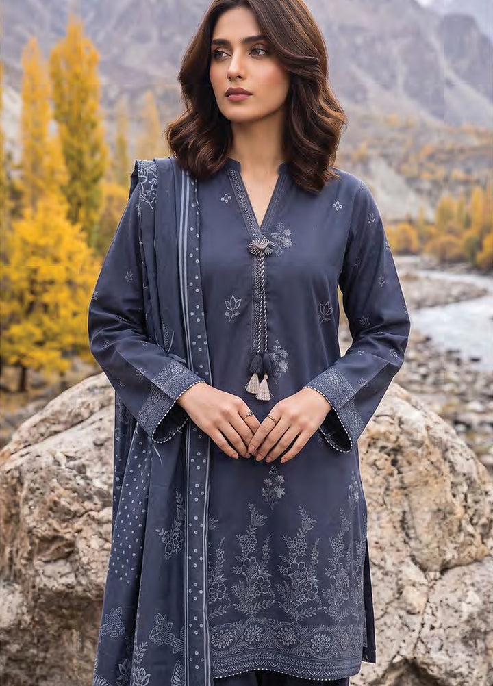 Lakhany Unstitched Printed Pashmina 3 Piece Suit LSM26UP LG-RL-0518-C - Casual Collection