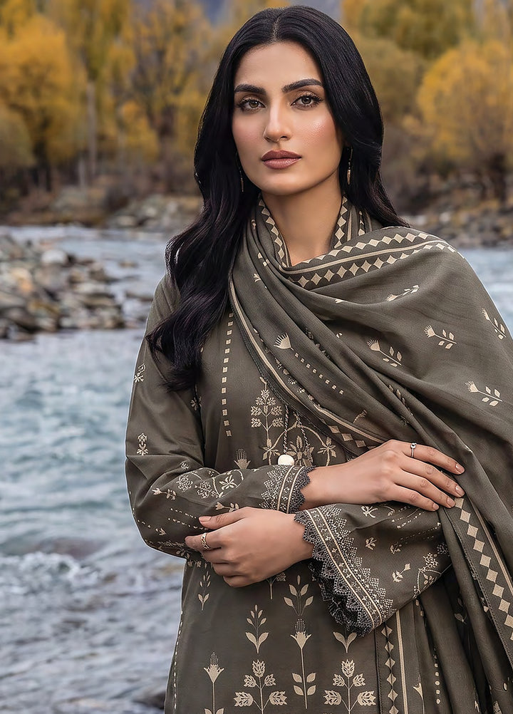 Lakhany Unstitched Printed Pashmina 3 Piece Suit LSM26UP LG-RL-0519-B - Casual Collection