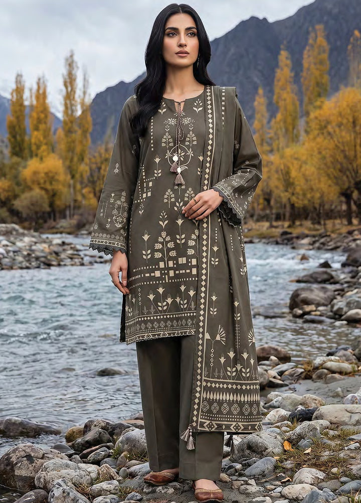 Lakhany Unstitched Printed Pashmina 3 Piece Suit LSM26UP LG-RL-0519-B - Casual Collection