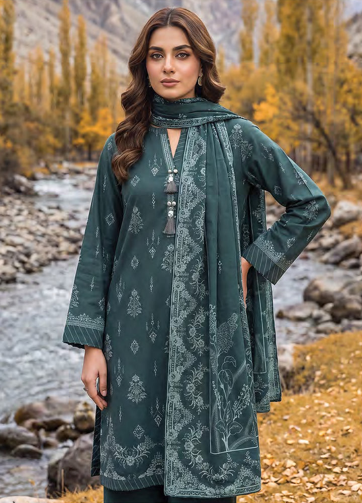 Lakhany Unstitched Printed Pashmina 3 Piece Suit LSM26UP LG-SG-0160-B - Casual Collection