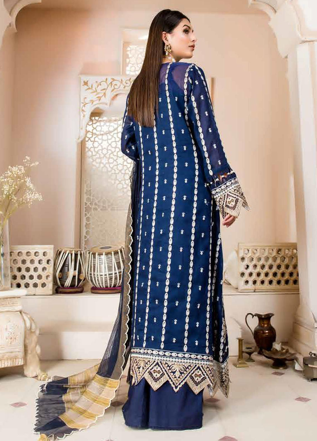 Nawaz Fabrics Embroidered Cotton Net Suits Unstitched 4 Piece LBNFE22 D-01 - Summer Collection