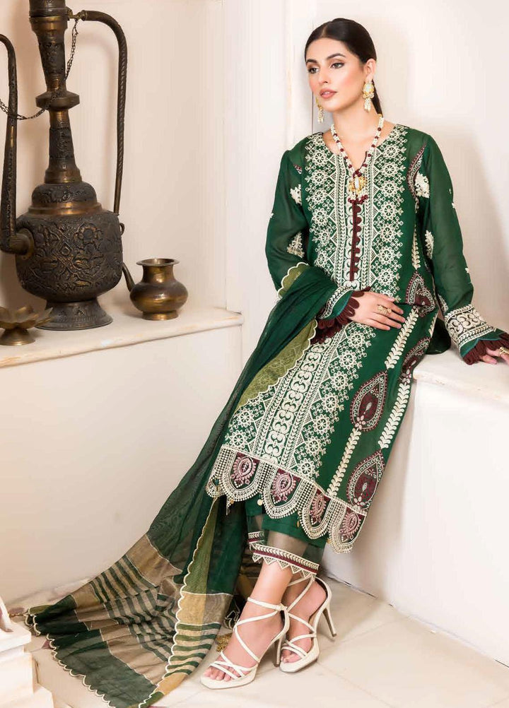 Nawaz Fabrics Embroidered Cotton Net Suits Unstitched 4 Piece LBNFE22 D-02 - Summer Collection