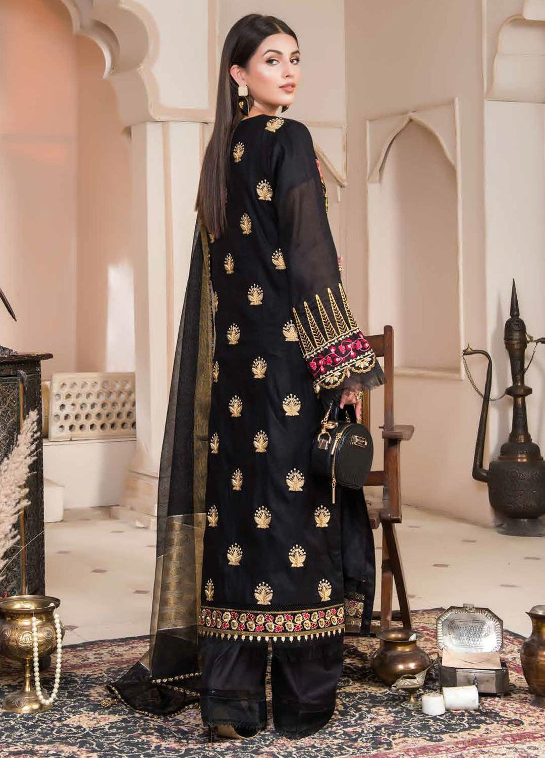 Nawaz Fabrics Embroidered Cotton Net Suits Unstitched 4 Piece LBNFE22 D-03 - Summer Collection