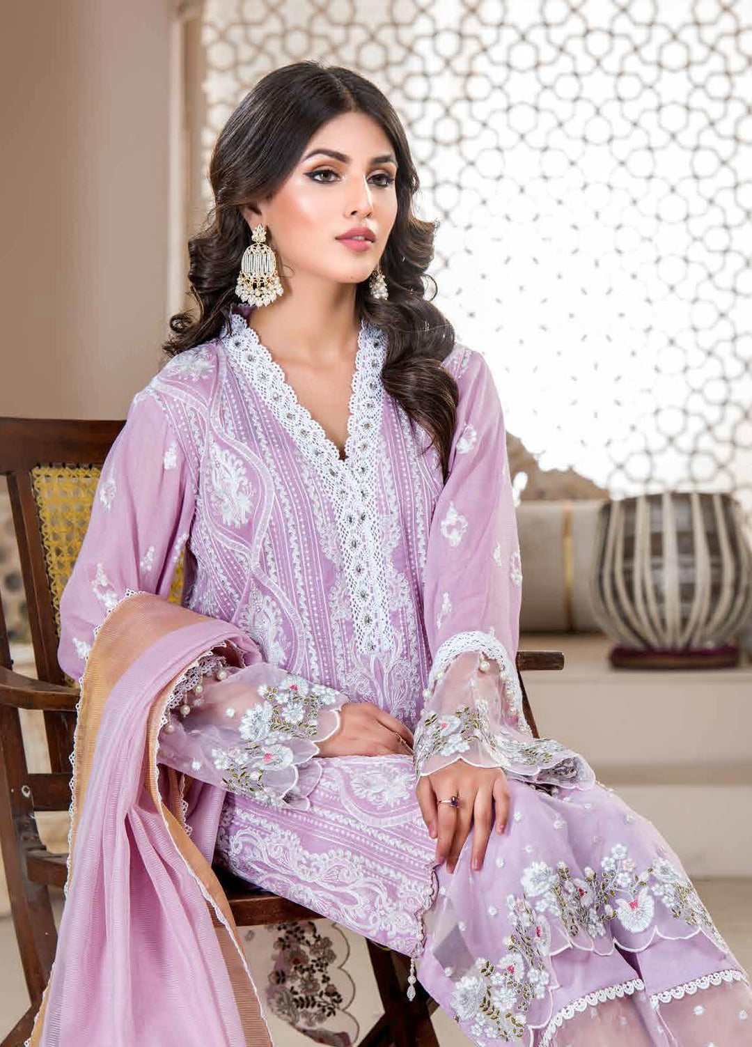 Nawaz Fabrics Embroidered Cotton Net Suits Unstitched 4 Piece LBNFE22 D-04 - Summer Collection