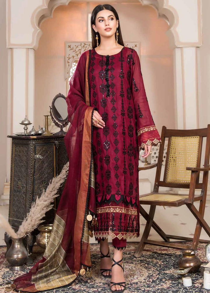 Nawaz Fabrics Embroidered Cotton Net Suits Unstitched 4 Piece LBNFE22 D-06 - Summer Collection