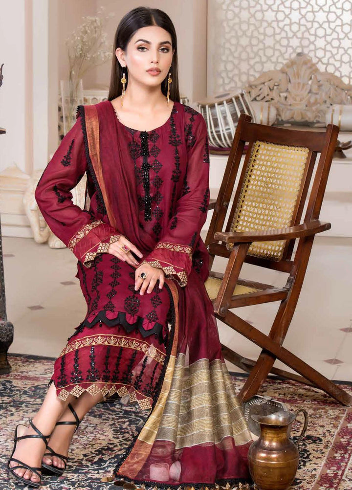 Nawaz Fabrics Embroidered Cotton Net Suits Unstitched 4 Piece LBNFE22 D-06 - Summer Collection