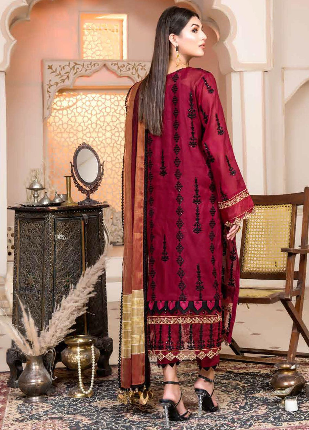 Nawaz Fabrics Embroidered Cotton Net Suits Unstitched 4 Piece LBNFE22 D-06 - Summer Collection
