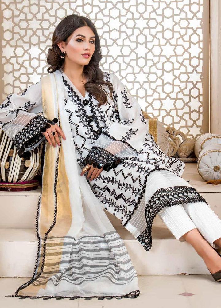 Nawaz Fabrics Embroidered Cotton Net Suits Unstitched 4 Piece LBNFE22 D-07 - Summer Collection