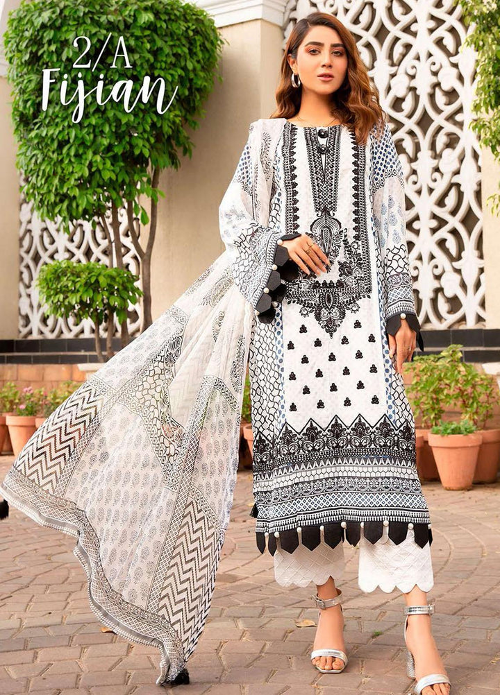 Libaas Embroidered Lawn Suits Unstitched 3 Piece LB21E 2A Fijian - Eid Collection