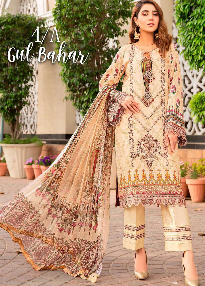 Libaas Embroidered Lawn Suits Unstitched 3 Piece LB21E 4A Gul Bahar - Eid Collection