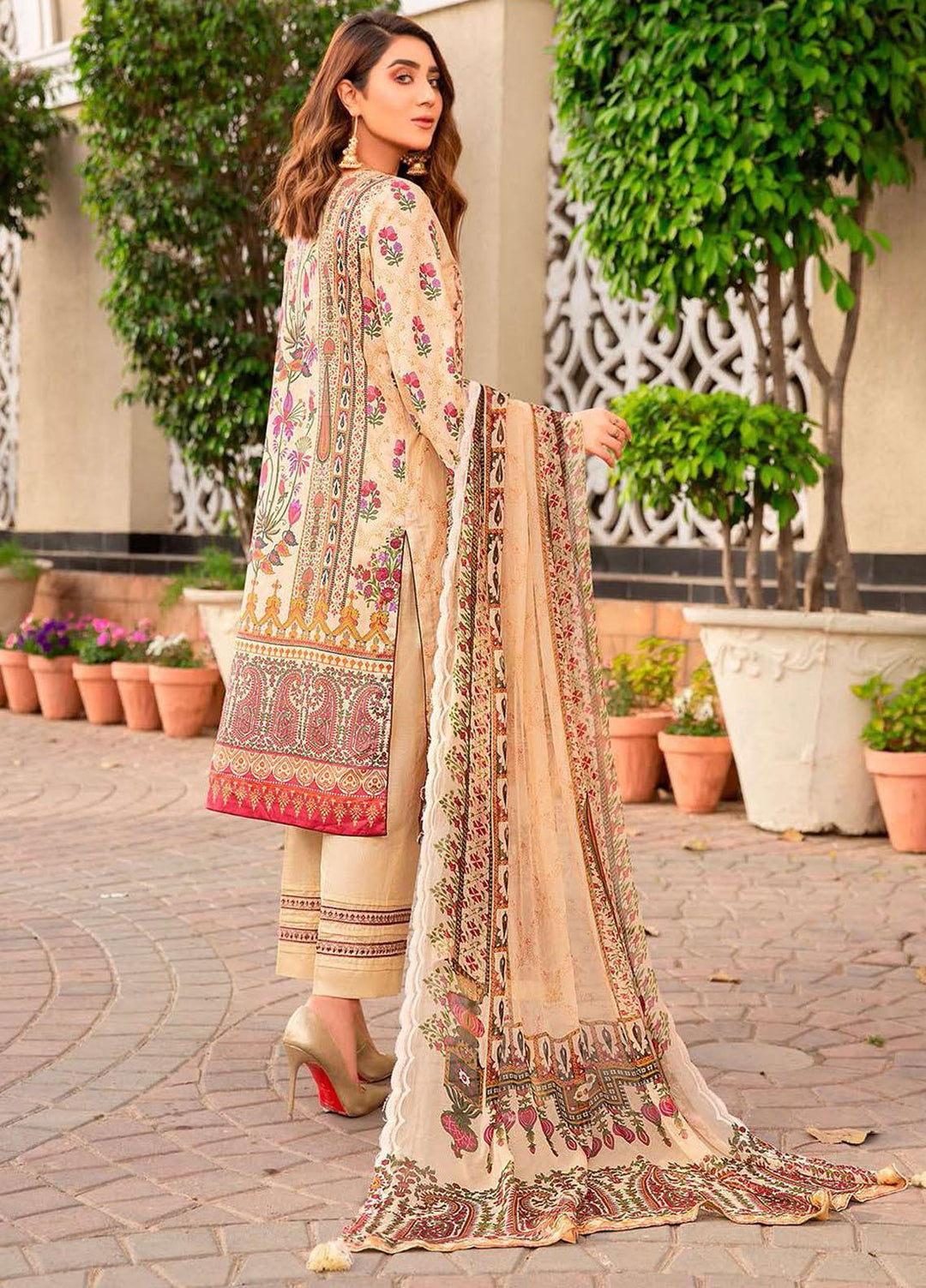 Libaas Embroidered Lawn Suits Unstitched 3 Piece LB21E 4A Gul Bahar - Eid Collection