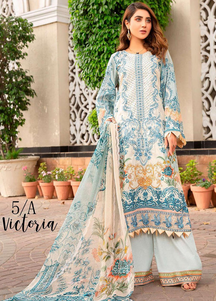 Libaas Embroidered Lawn Suits Unstitched 3 Piece LB21E 5A Victoria - Eid Collection