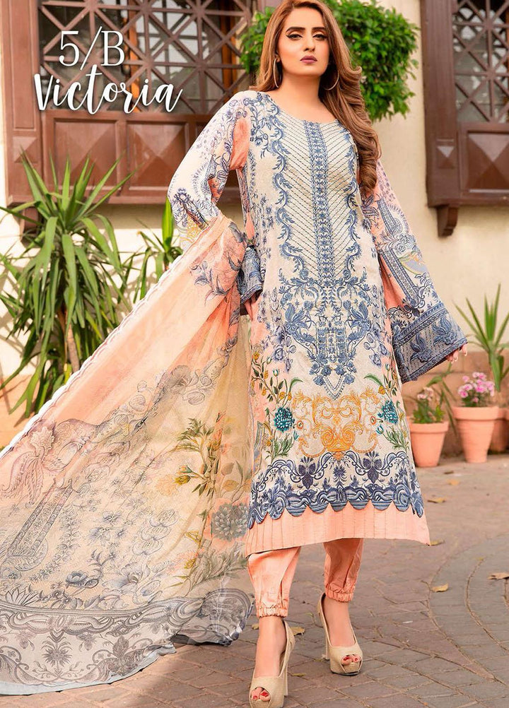 Libaas Embroidered Lawn Suits Unstitched 3 Piece LB21E 5B Victoria - Eid Collection
