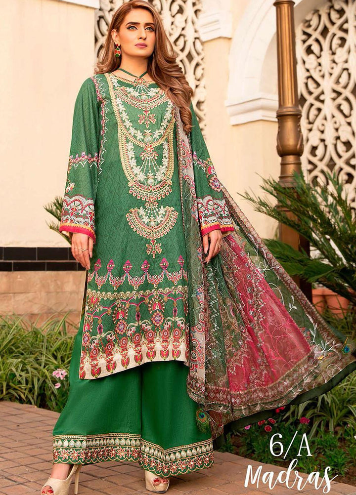 Libaas Embroidered Lawn Suits Unstitched 3 Piece LB21E 6A Madras - Eid Collection