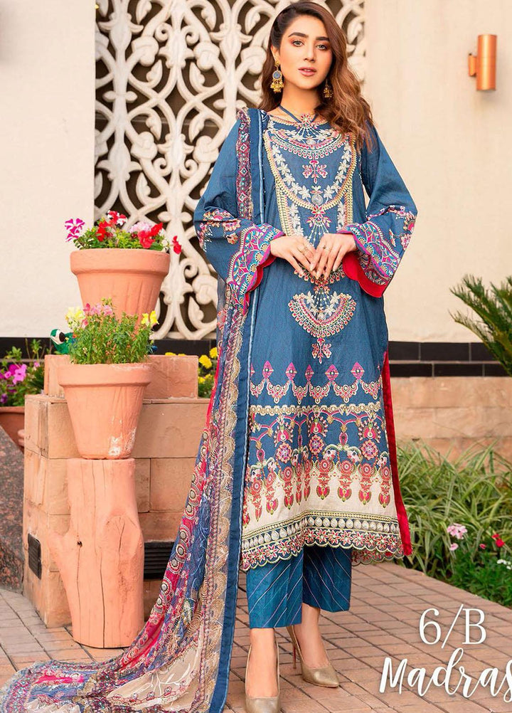 Libaas Embroidered Lawn Suits Unstitched 3 Piece LB21E 6B Madras - Eid Collection