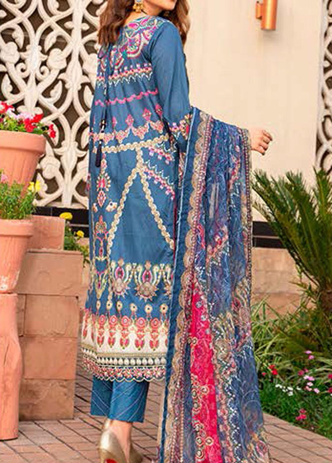 Libaas Embroidered Lawn Suits Unstitched 3 Piece LB21E 6B Madras - Eid Collection
