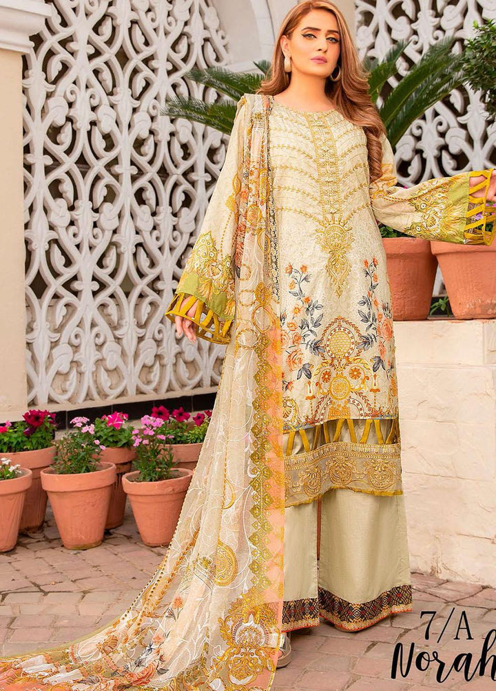 Libaas Embroidered Lawn Suits Unstitched 3 Piece LB21E 7A Norah - Eid Collection