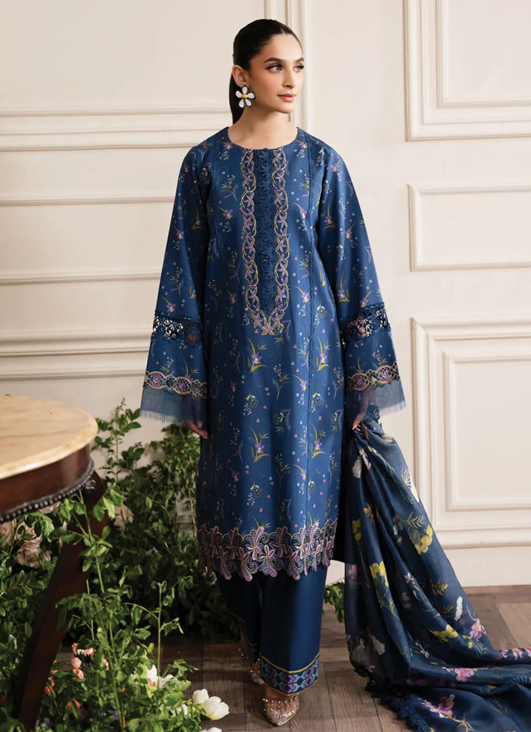 Lifestyle by Rang Rasiya Embroidered Lawn Suit Unstitched 3 Piece RR24LE Azure - Summer Collection