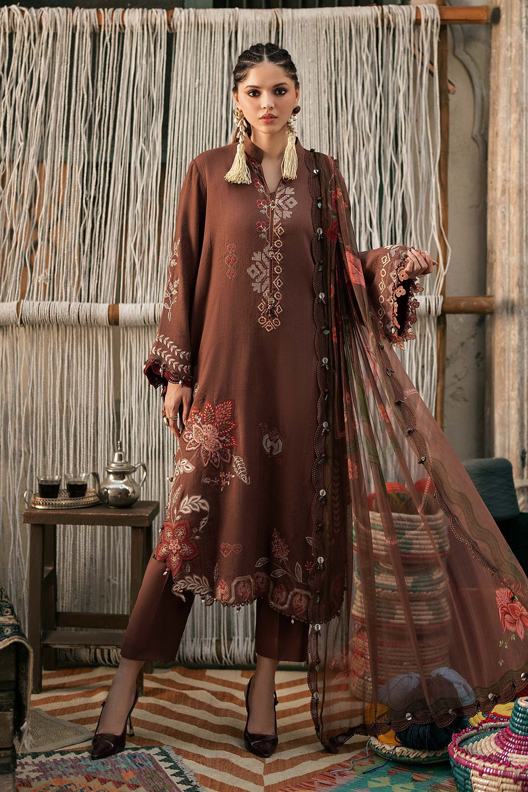 M Prints by Maria B Unstitched Embroidered Dobby Linen 3 Piece Suit MB26UPC 10B - Casual Collection