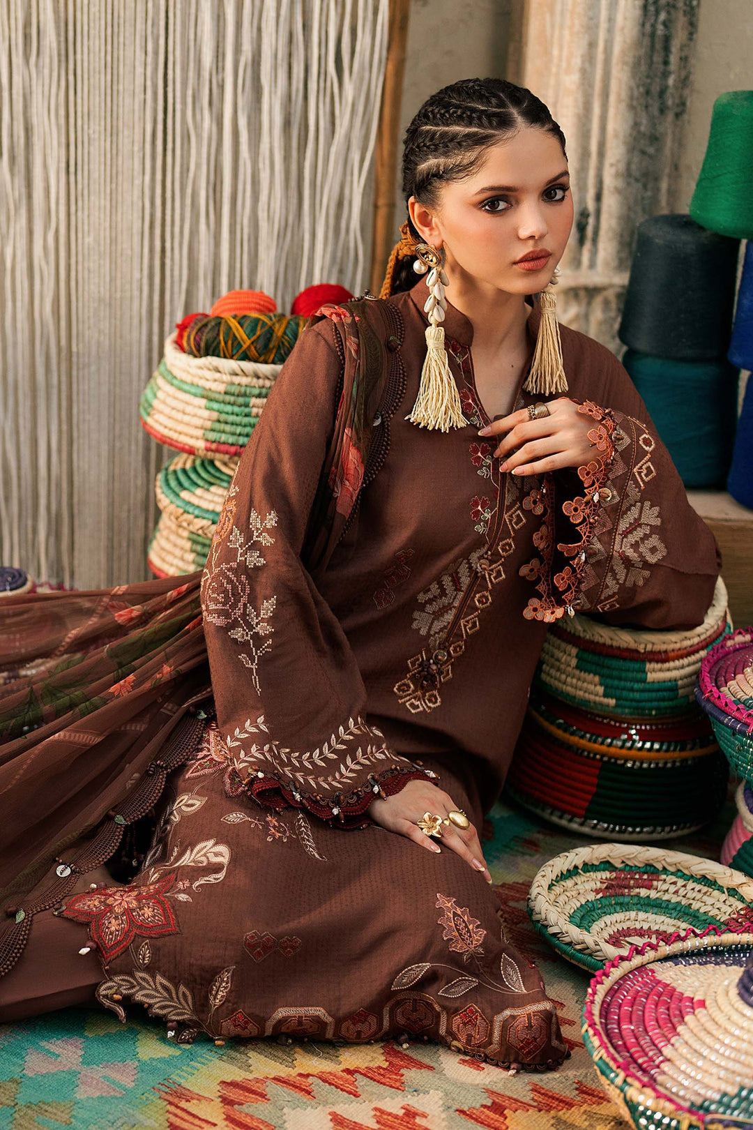 M Prints by Maria B Unstitched Embroidered Dobby Linen 3 Piece Suit MB26UPC 10B - Casual Collection