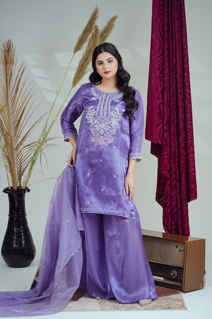 Reeza's Unstitched Embroidered Silk 3 Piece Lilac - Festive Collection