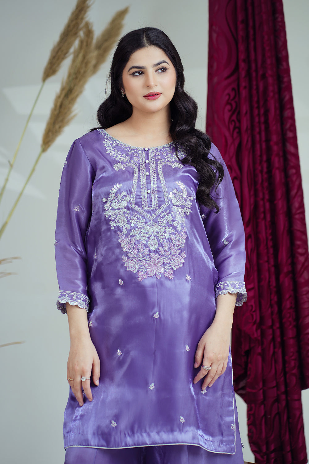 Reeza's Unstitched Embroidered Silk 3 Piece Lilac - Festive Collection