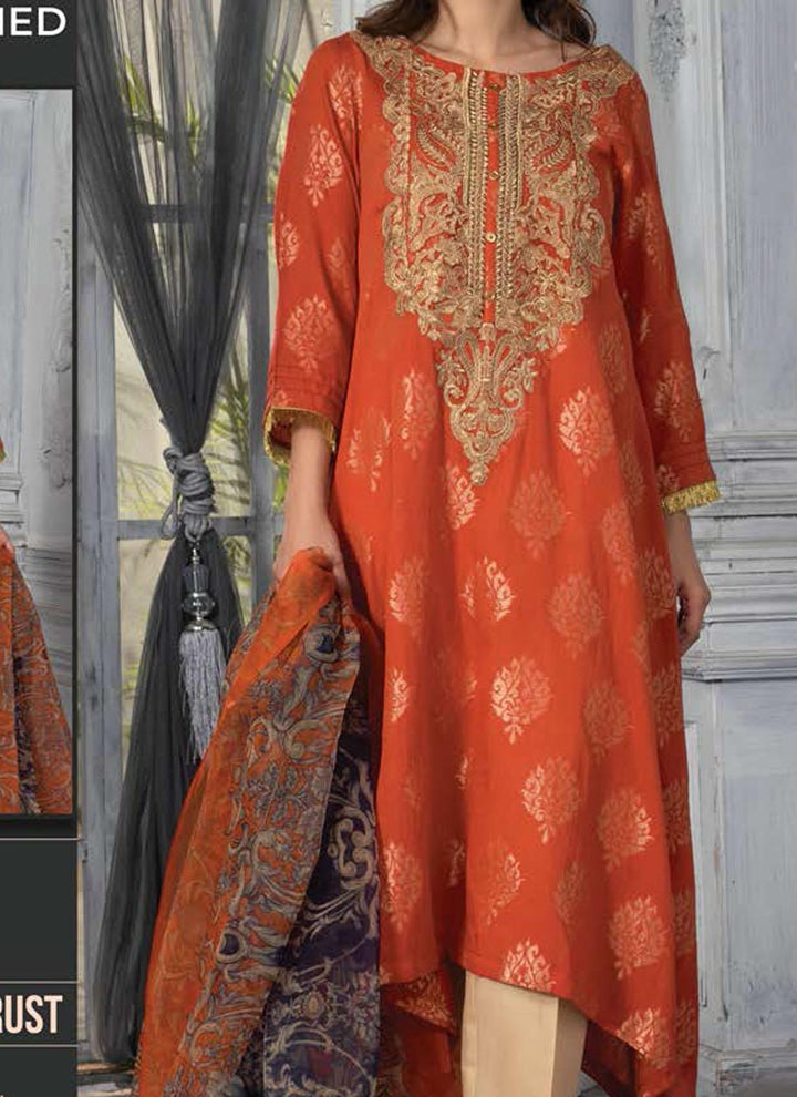 LimeLight Embroidered Jacquard Suits Unstitched 2 Piece LL21E U0716 Rust - Summer Collection