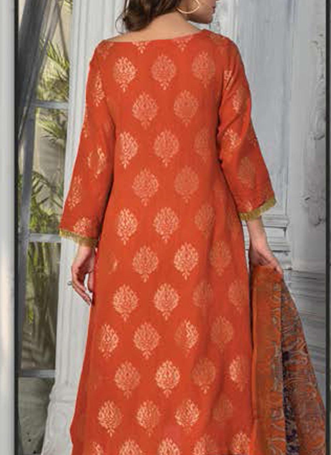 LimeLight Embroidered Jacquard Suits Unstitched 2 Piece LL21E U0716 Rust - Summer Collection