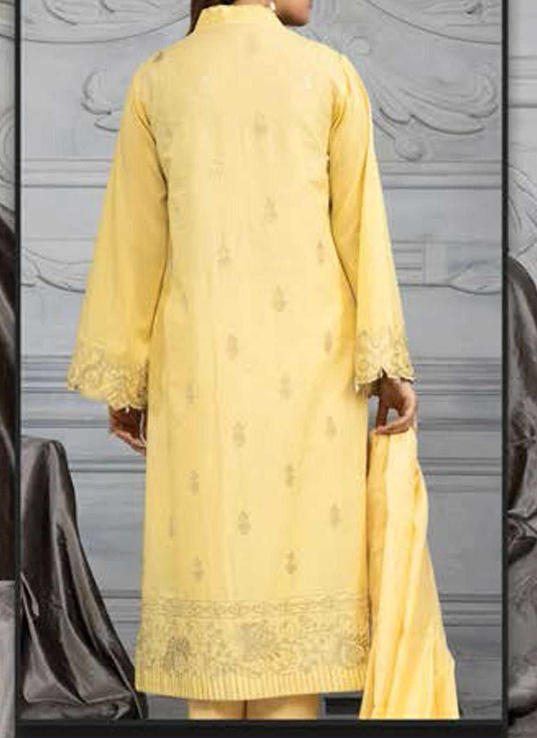 LimeLight Embroidered Lawn Suits Unstitched 2 Piece LL21E U0837 Yellow - Summer Collection