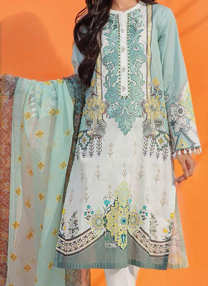 LimeLight Embroidered Lawn Suits Unstitched 2 Piece LL21E U0885 Ice Blue - Summer Collection