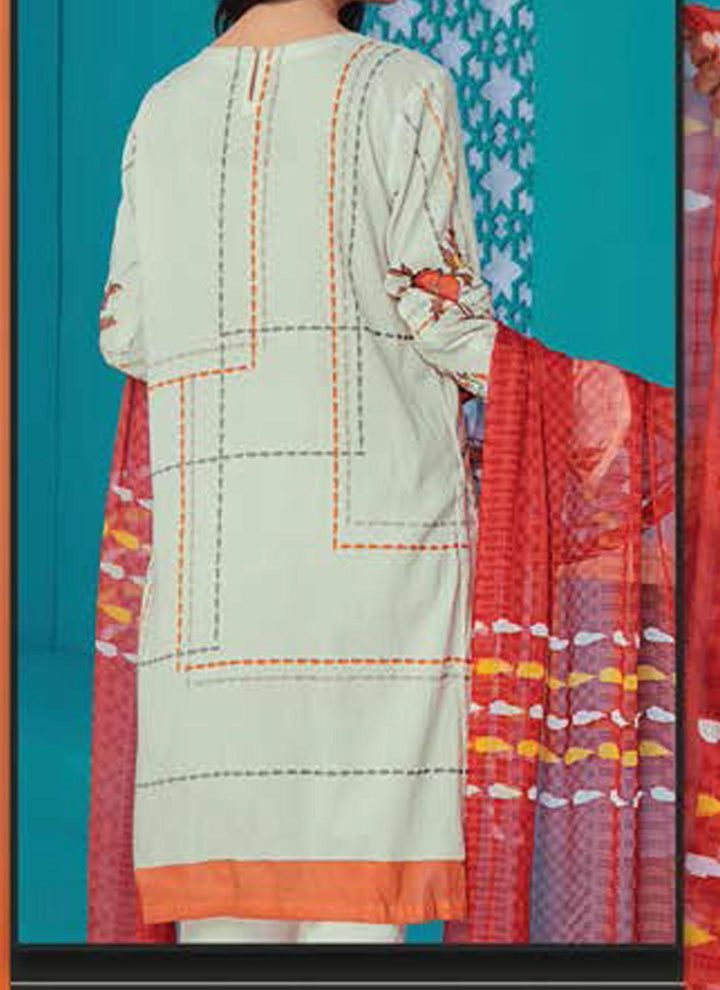 LimeLight Embroidered Lawn Suits Unstitched 2 Piece LL21E U1253 Off White - Summer Collection