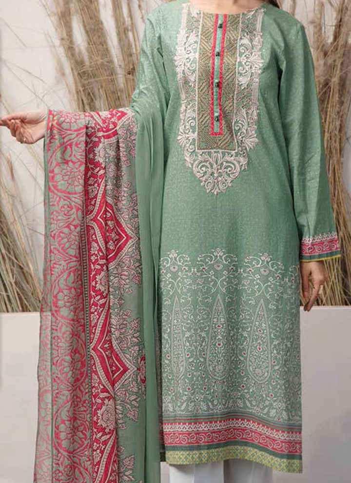 LimeLight Embroidered Lawn Suits Unstitched 2 Piece LL21E U1262 Green - Summer Collection