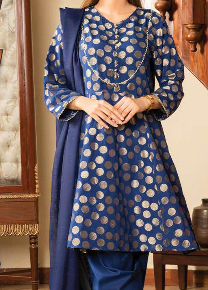 LimeLight Printed Jacquard Suits Unstitched 3 Piece LL21S U-1109 NAVY BLUE - Summer Collection