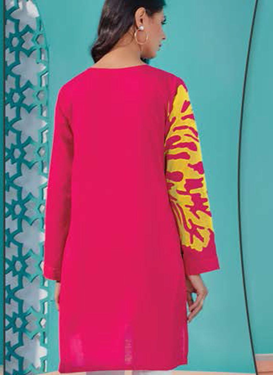 LimeLight Printed Lawn  Unstitched Kurties LL21US U1405 Pink - Summer Collection