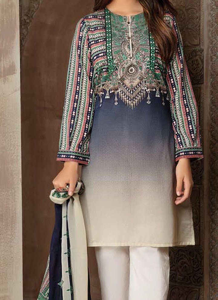 LimeLight Printed Lawn Suits Unstitched 2 Piece LL21US U1437 Blue - Summer Collection