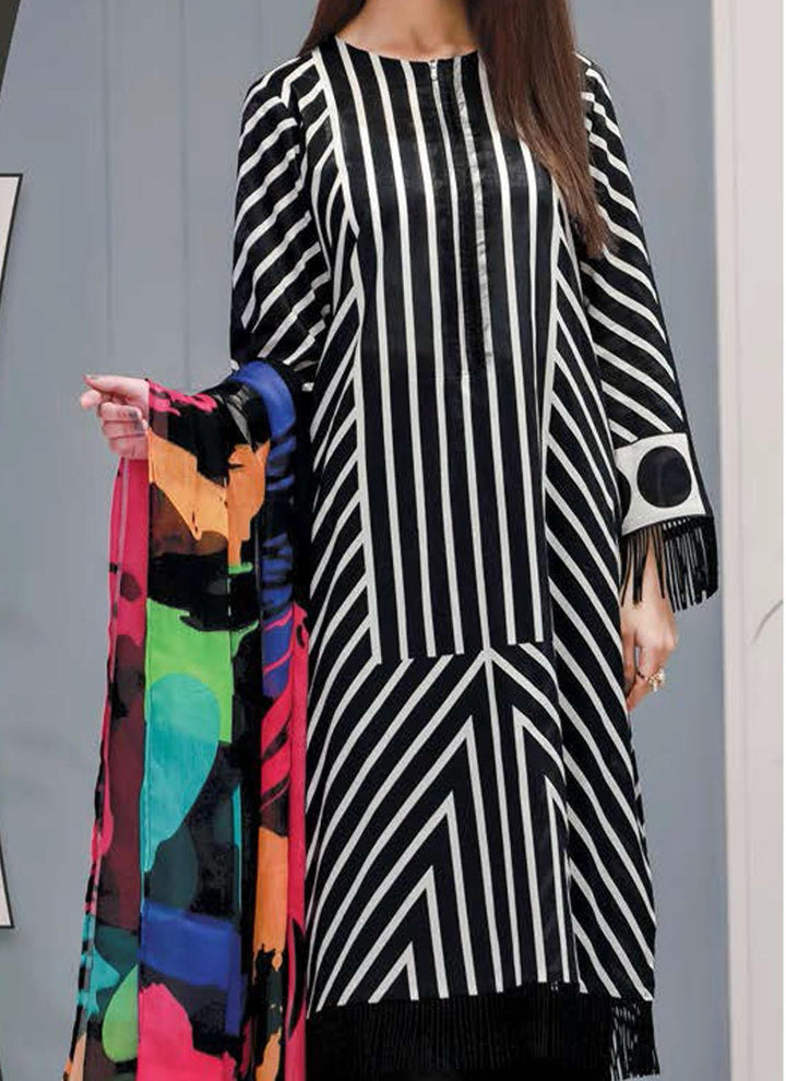 LimeLight Printed Lawn Suits Unstitched 2 Piece LL21US U1445 Black - Summer Collection