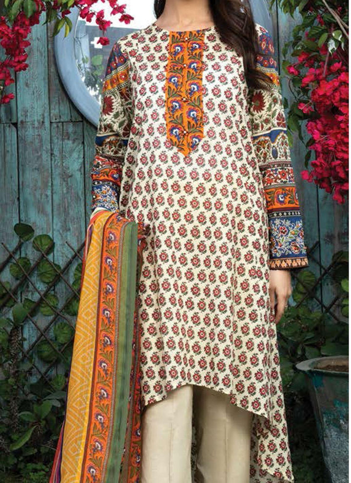 LimeLight Printed Lawn Suits Unstitched 3 Piece LL21US U1467 Beige - Summer Collection
